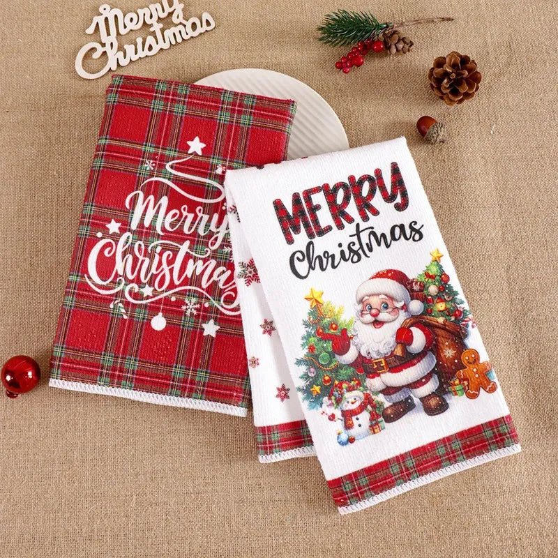 Sada 2 vánočních kuchyňských utěrek – Santa Claus pro sváteční atmosféru