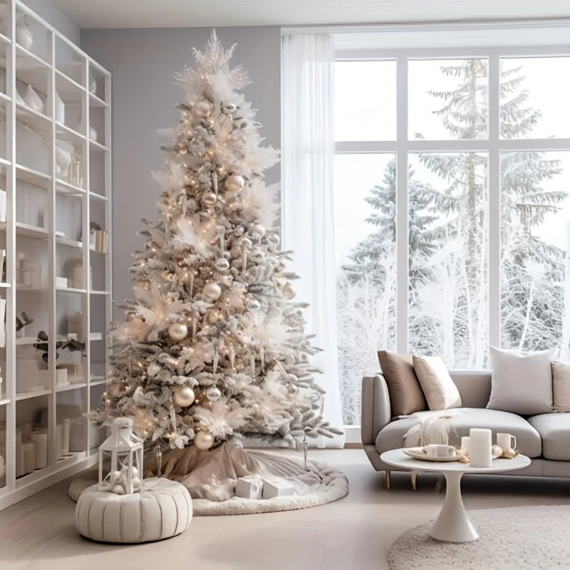 Bílý plyšový kruh pod vánoční strom – měkká dekorace pro sváteční pohodu