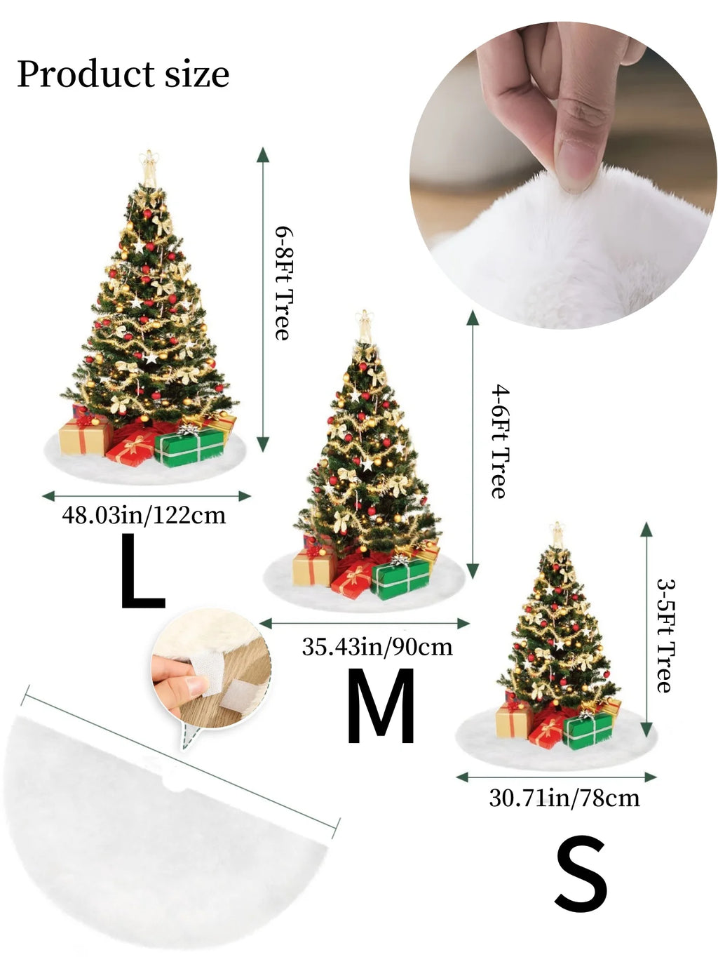 Bílý plyšový kruh pod vánoční strom – měkká dekorace pro sváteční pohodu