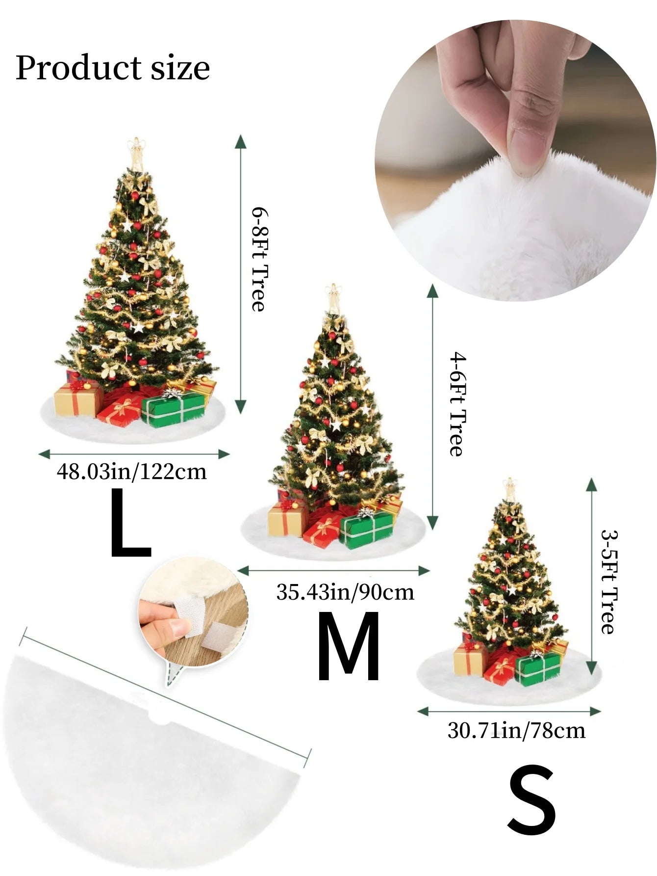 Bílý plyšový kruh pod vánoční strom – měkká dekorace pro sváteční pohodu